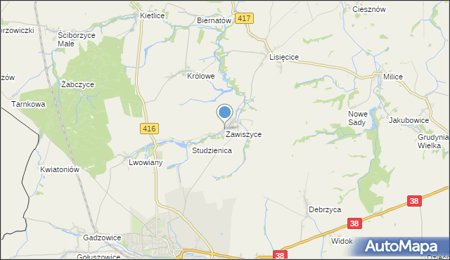 mapa Zawiszyce, Zawiszyce na mapie Targeo