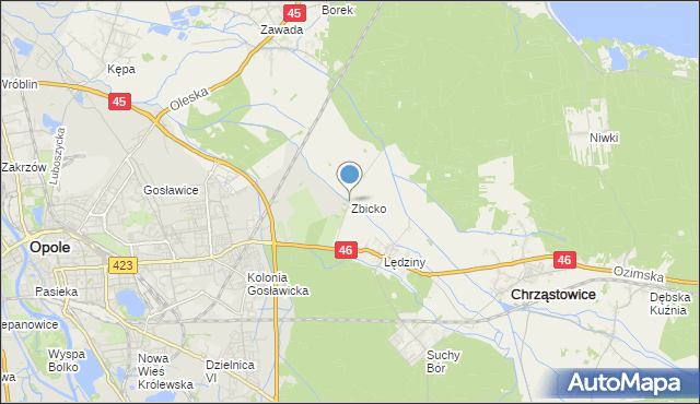 mapa Zbicko, Zbicko na mapie Targeo