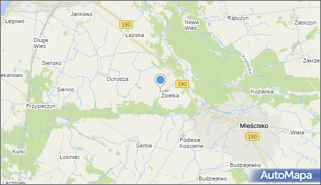 mapa Zbietka, Zbietka na mapie Targeo