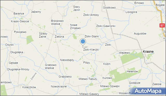 mapa Żbiki-Kierzki, Żbiki-Kierzki na mapie Targeo