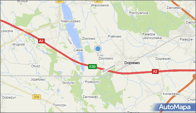 mapa Zborówko, Zborówko na mapie Targeo