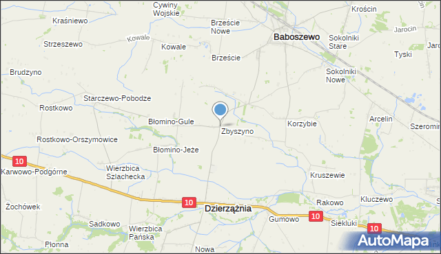 mapa Zbyszyno, Zbyszyno na mapie Targeo