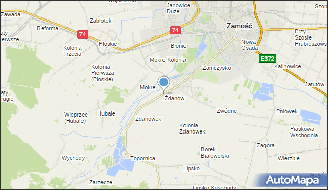 mapa Żdanów, Żdanów gmina Zamość na mapie Targeo
