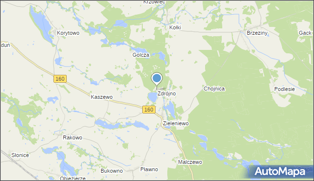 mapa Zdrójno, Zdrójno gmina Bierzwnik na mapie Targeo