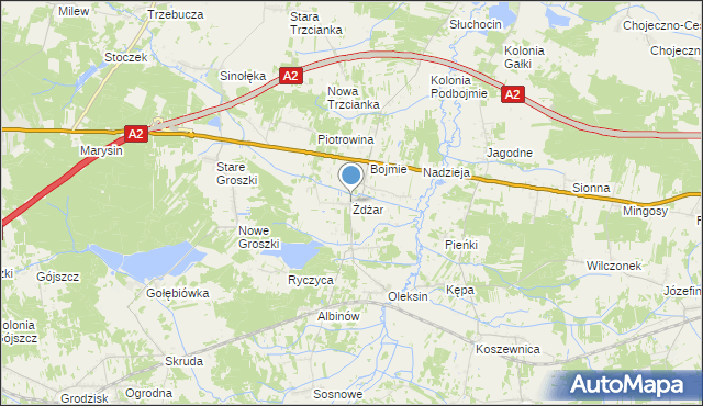 mapa Żdżar, Żdżar gmina Kotuń na mapie Targeo