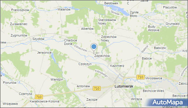 mapa Zdziechów, Zdziechów gmina Lutomiersk na mapie Targeo