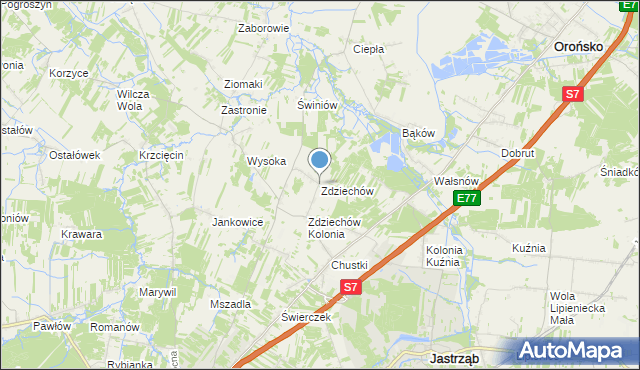 mapa Zdziechów, Zdziechów gmina Szydłowiec na mapie Targeo