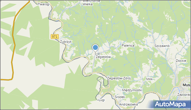 mapa Żegiestów, Żegiestów na mapie Targeo