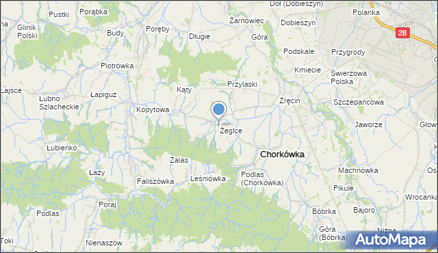 mapa Żeglce, Żeglce na mapie Targeo