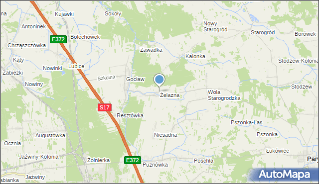mapa Żelazna, Żelazna gmina Pilawa na mapie Targeo