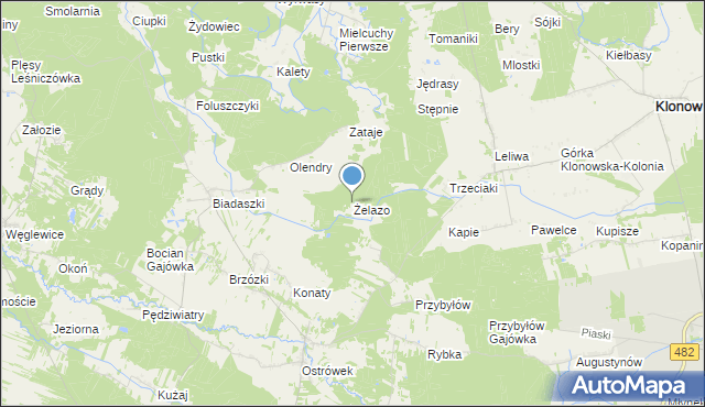 mapa Żelazo, Żelazo gmina Galewice na mapie Targeo