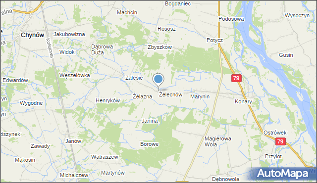 mapa Żelechów, Żelechów gmina Chynów na mapie Targeo