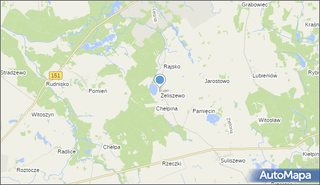 mapa Żeliszewo, Żeliszewo na mapie Targeo