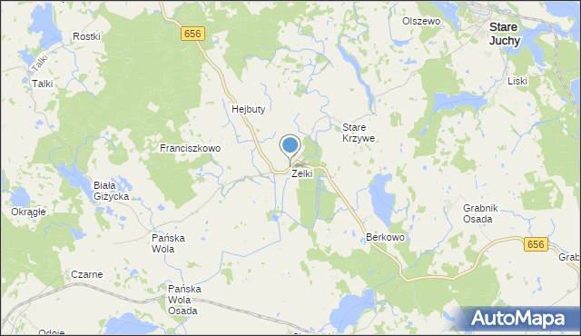 mapa Zelki, Zelki na mapie Targeo