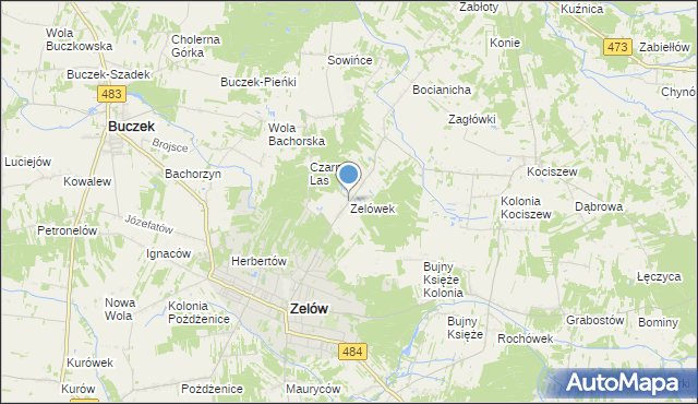 mapa Zelówek, Zelówek na mapie Targeo