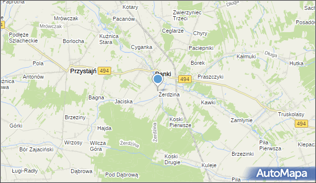 mapa Żerdzina, Żerdzina na mapie Targeo