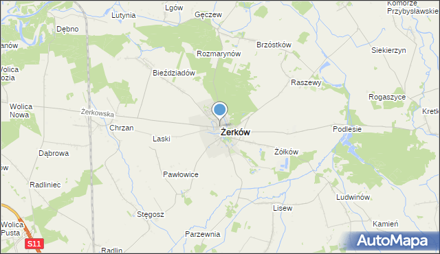 mapa Żerków, Żerków powiat jarociński na mapie Targeo