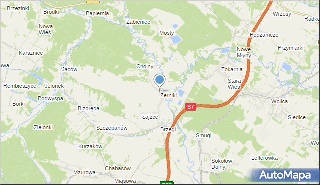 mapa Żerniki, Żerniki gmina Sobków na mapie Targeo