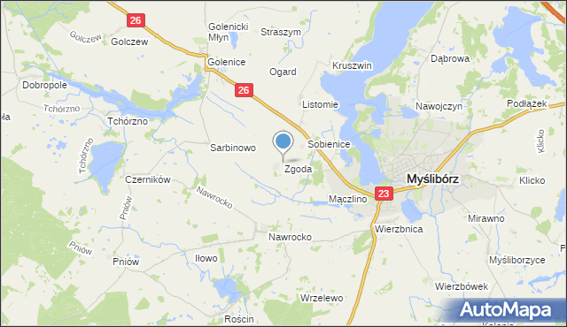 mapa Zgoda, Zgoda gmina Myślibórz na mapie Targeo