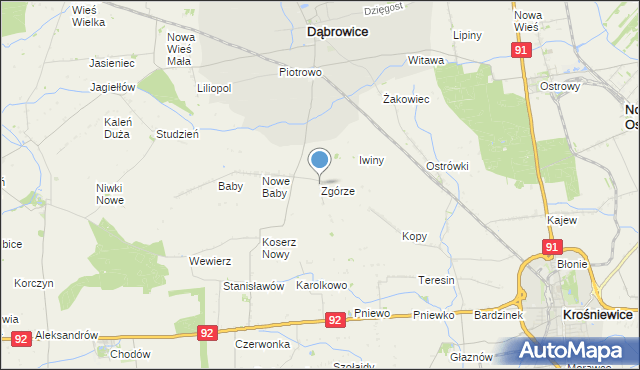 mapa Zgórze, Zgórze gmina Dąbrowice na mapie Targeo