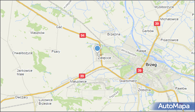 mapa Zielęcice, Zielęcice gmina Skarbimierz na mapie Targeo