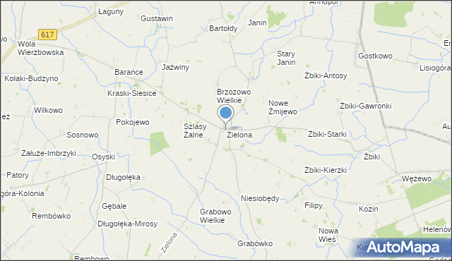 mapa Zielona, Zielona gmina Krasne na mapie Targeo