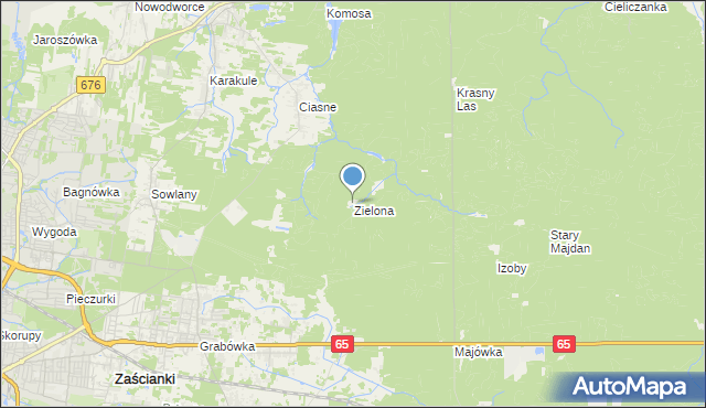 mapa Zielona, Zielona gmina Supraśl na mapie Targeo