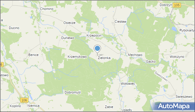 mapa Zielonka, Zielonka gmina Golczewo na mapie Targeo