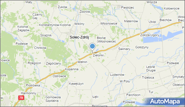 mapa Zielonki, Zielonki gmina Solec-Zdrój na mapie Targeo