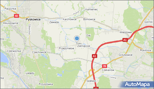 mapa Ziemięcice, Ziemięcice na mapie Targeo