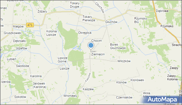 mapa Ziemięcin, Ziemięcin gmina Goszczanów na mapie Targeo