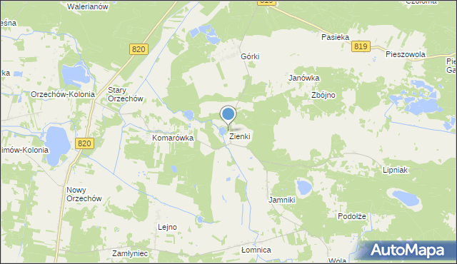 mapa Zienki, Zienki na mapie Targeo