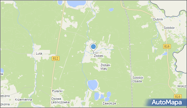 mapa Żłobek, Żłobek gmina Włodawa na mapie Targeo