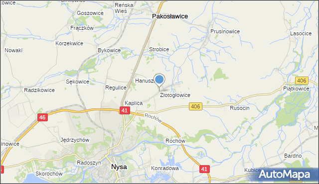 mapa Złotogłowice, Złotogłowice na mapie Targeo