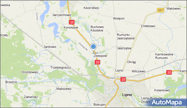 mapa Złotopole, Złotopole gmina Lipno na mapie Targeo