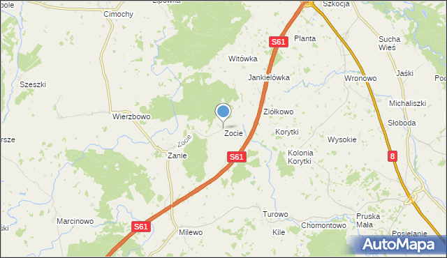 mapa Zocie, Zocie na mapie Targeo