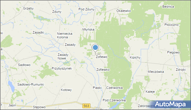 mapa Zofiewo, Zofiewo na mapie Targeo