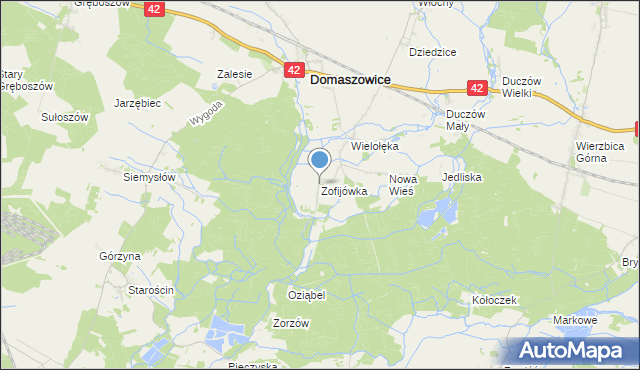 mapa Zofijówka, Zofijówka gmina Domaszowice na mapie Targeo