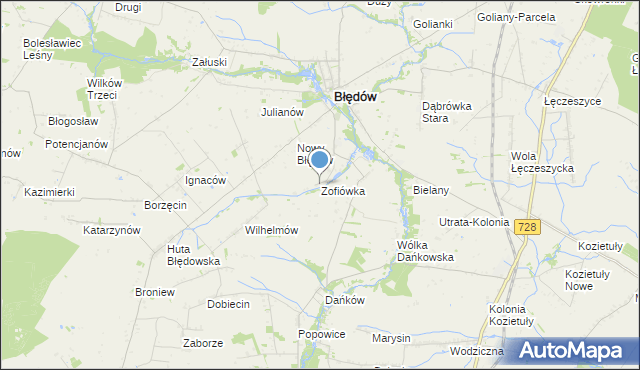 mapa Zofiówka, Zofiówka gmina Błędów na mapie Targeo