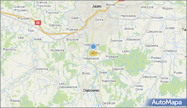 mapa Żółków, Żółków gmina Jasło na mapie Targeo