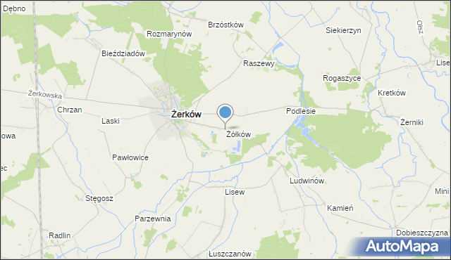 mapa Żółków, Żółków gmina Żerków na mapie Targeo