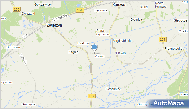 mapa Żółwin, Żółwin gmina Zwierzyn na mapie Targeo