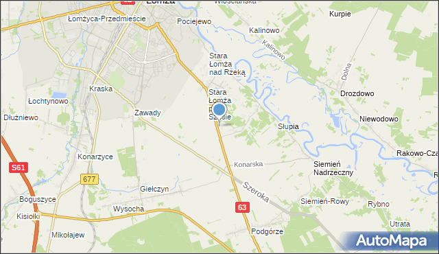 mapa Zosin, Zosin gmina Łomża na mapie Targeo