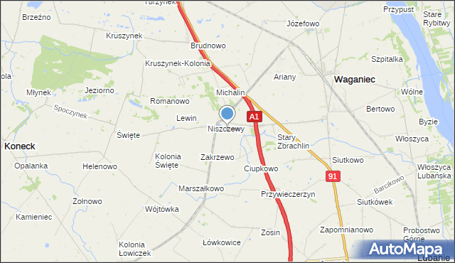 mapa Zosin, Zosin gmina Waganiec na mapie Targeo