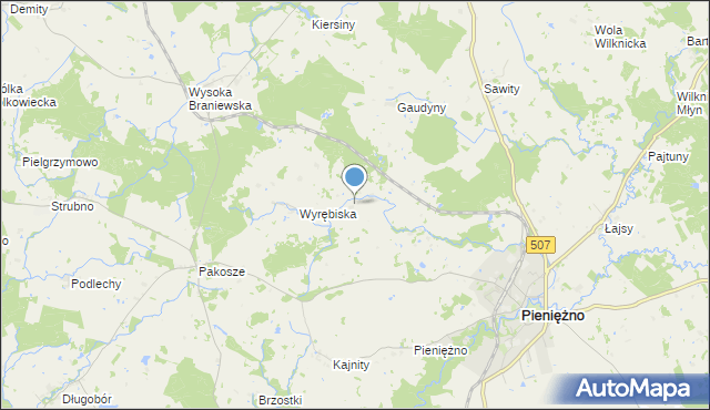 mapa Żugienie, Żugienie na mapie Targeo