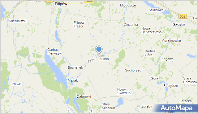 mapa Zusno, Zusno na mapie Targeo