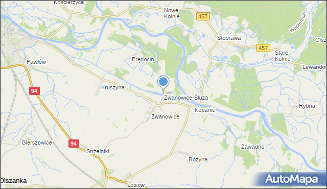 mapa Zwanowice-Śluza, Zwanowice-Śluza na mapie Targeo