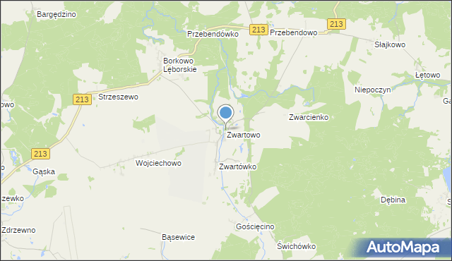 mapa Zwartowo, Zwartowo gmina Choczewo na mapie Targeo