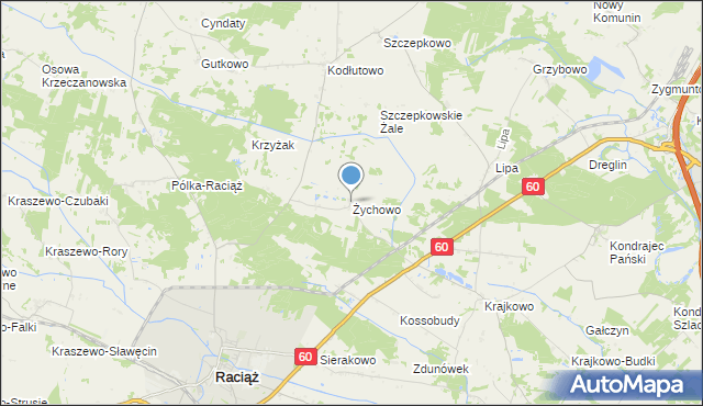 mapa Żychowo, Żychowo na mapie Targeo