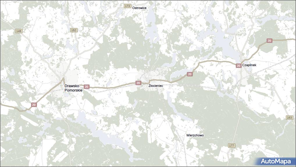 mapa polski zlocieniec Mapa Złocieniec, Złocieniec na mapie Targeo